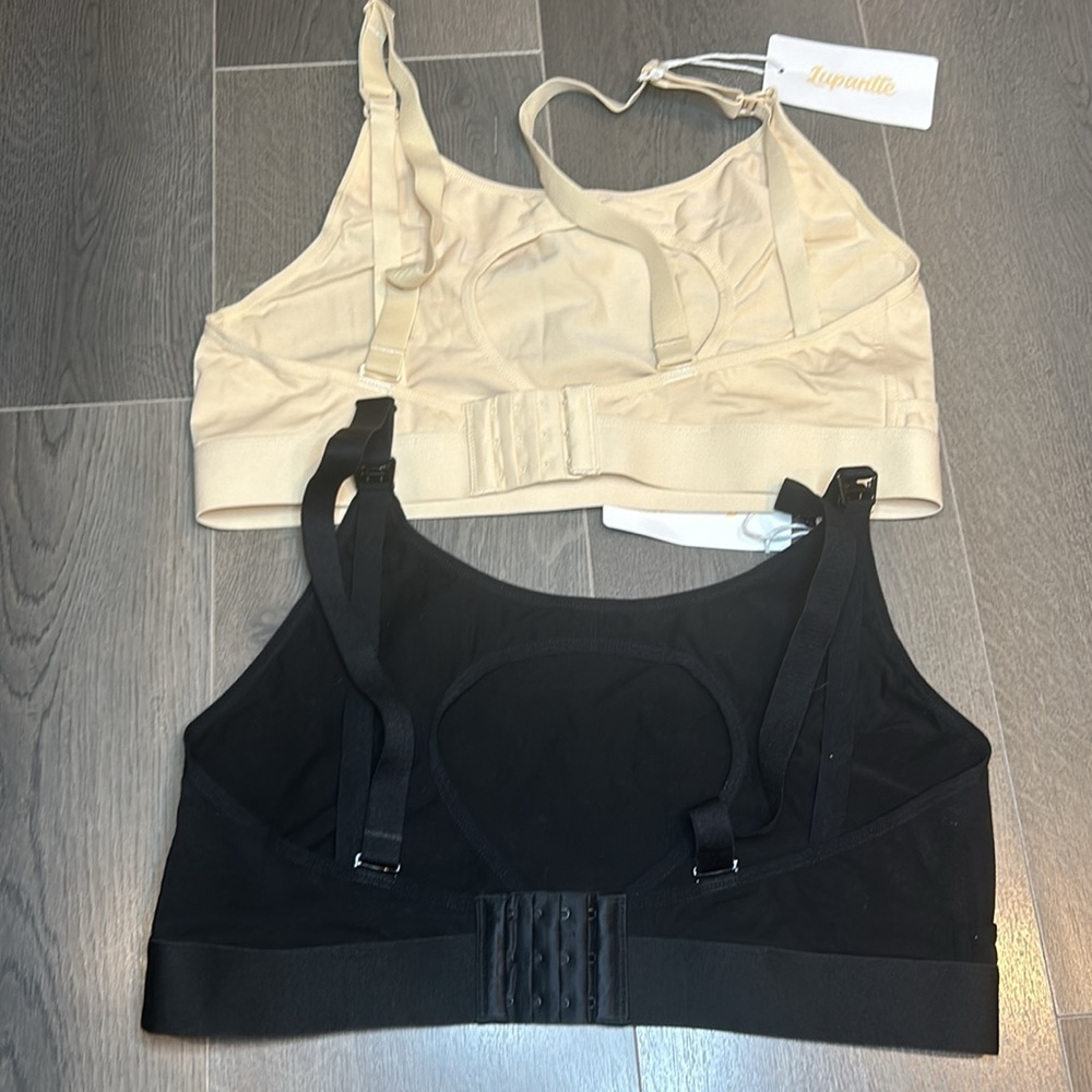 Hands Free Pumping Adjustable Nursing Bra Set of 2/Beige and Black Women Size L - Picture 5 of 11
